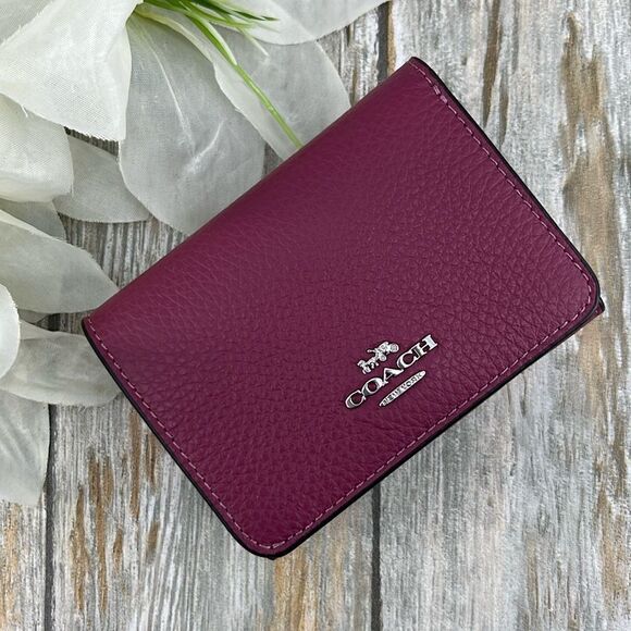 Coach Card Holder Wallet In Signature Canvas With Bow Print Bag Purse - Picture 1 of 17